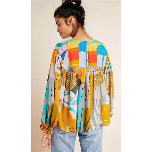 Bl^nk London Anthropologie Miranda Peasant Blouse Extra Small Oversized Balloon - Picture 12 of 12